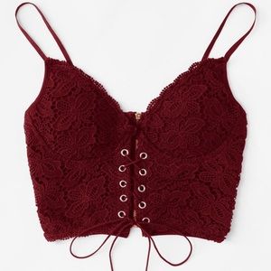 Lace up Zipper back top